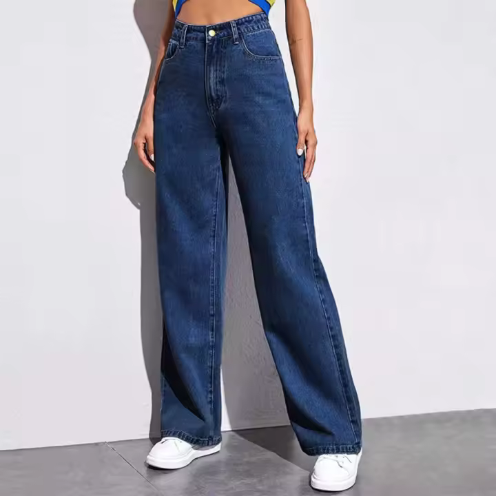 Nuevos jeans de mujer, pantalones de mezclilla rectos de cintura alta y ajuste slim para mujer - 1