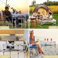 Mesa de Camping Plegable Portátil 60x40x25.4/49/67cm Altura Ajustable Impermeable Negro - details 22