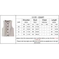 OUWU- Conjunto De Pantalones Y Chaleco De Primavera Para Mujer, Top Con Cuello Redondo Y Botones A La Moda, Pantalones De Cintura Alta, Traje De Ocio Para Oficina, Nuevo - details 0