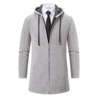 Suéter de punto con capucha para hombre, cárdigan grueso de lana, suéter para exteriores, abrigos informales sólidos y versátiles, holgados, para otoño e invierno - details 2