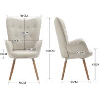 salón Butaca nórdica sillón Acolchado con Reposabrazos y Patas de Madera, Beige, 66x71x108cm - details 5