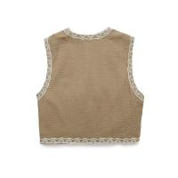 BUNO-chaleco bordado con cuello en V a la moda para mujer, Tops, chaqueta informal Vintage sin mangas para mujer - details 2