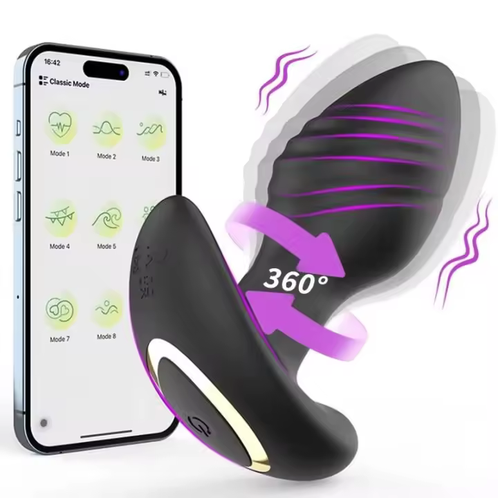 Consolador Vibrador giratorio con Control remoto 360, masajeador de próstata de silicona, tapón Anal, dilatador, Juguetes sexuales para mujeres y hombres - 1