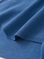 Suéter fruncido asimétrico de manga larga para mujer, Top de punto con botón frontal, prendas de punto elegantes a la moda, azul y marrón, otoño - details 9