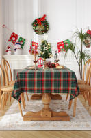 Mantel de Mesa de Cuadros de Navidad Tejido de Poliéster y Algodón en Rojo y Verde para Hogar y Fiestas - details 11