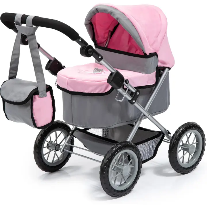 Cochecito, Carro Muñecas Trendy, Plegable, Gris, Rosa, Color - 1