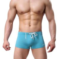Pantalones cortos de natación para hombre con cordón en la cintura elástica Slim Fit U convexo cintura media Boxers de baño surf deportes acuáticos bañadores - details 3
