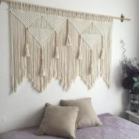 Colgante de pared de macramé tejido a mano, cuerda de algodón Bohemia, tapiz Boho, decoración del hogar, gris - details 5