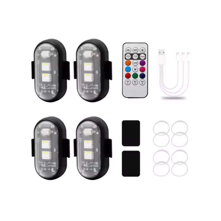 4PCS inalámbrico LED luces estroboscópicas con mando a distancia,advertencia de emergencia para automóviles de motocicletas - 1