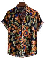 Camiseta informal de estilo playero para hombre, camisa de manga corta no elástica, Floral, ropa de verano - details 9