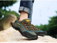 Zapatos de senderismo antideslizantes para hombre, zapatillas de cuero impermeables para exteriores, deportes de montaña, zapatos de viaje cómodos, escalada, Trekking - details 14