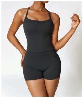 Pantalones cortos de yoga para mujer, bodys deportivos transpirables de cintura alta, para correr, gimnasio y entrenamiento de verano - details 7