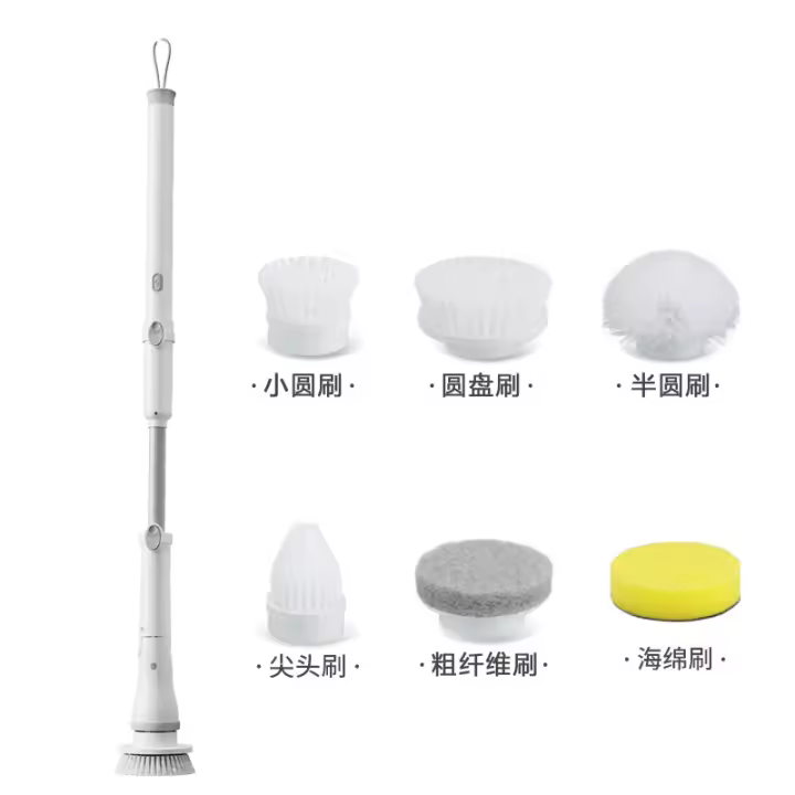 Cepillo de Limpieza Motorizado Inalámbrico Mango Largo Telescópico Cepillo para Suelos de Baño - 1