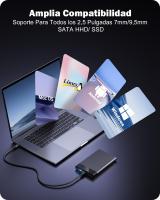 Arcasa-Disco Duro de 2,5 pulgadas, Caja USB C de 6Gbps para HDD, SSD, SATA I/II/III de 7mm y 9,5mm de Altura con Cable USB, soptima UASP y Trim no Requiere Herramientas, Negro - details 3