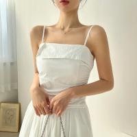 Vestido de tirantes de verano para mujer, falda acampanada plisada de cintura alta, vestido largo coreano Sle Pure Desire, cuello cuadrado, viaje dividido - details 18