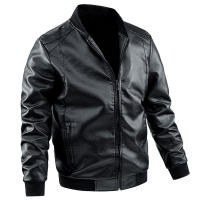 Chaqueta de cuero con cuello levantado de PU para hombre, para motocicleta de gran tamaño - details 3