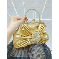 Nuevo Kelly francés brillante hecho a mano para banquete con incrustaciones de diamantes, bolso de cena con lazo, bandolera de hombro. - details 7