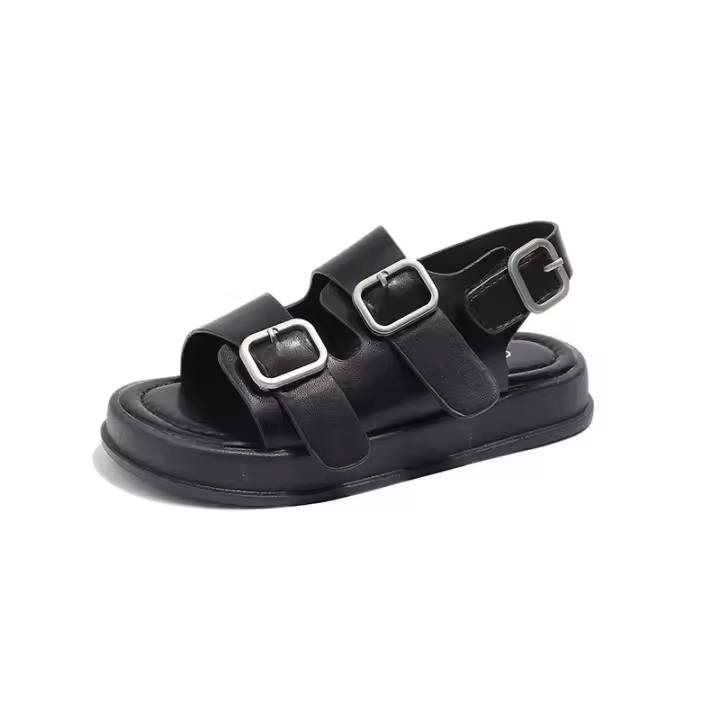 Zapatillas Informales para Niños con Cordón Zapatos de Playa de Cuero con Punta Abierta - 1