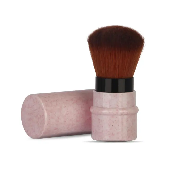Brocha corta para base de maquillaje, brocha para base de maquillaje, mango estirable, colorete en polvo, Rosa - 1