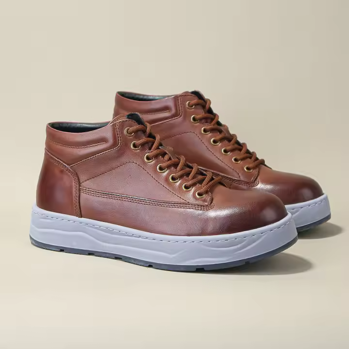 Zapatos de cuero genuino estilo británico, botines de cuero de media caña, botas de herramientas retro de moda, botines cortos. - 1