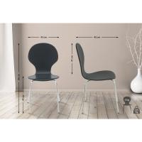 Silla De Comedor Apilable Diego I Silla De Conferencia con Asiento De Madera I Silla De Cocina con Base De Metal, Color:Negro - details 2