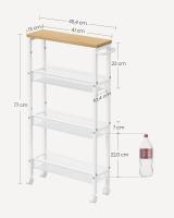 Carro de 4 Niveles, Carro Estrecho de Cocina con Ruedas, con Asa, para Espacio Reducido, 22 x 45,4 x 77 cm, para Cocina, Baño, Salón, Estudio, Marrón Rústico y Negro LRC033B01 - details 28