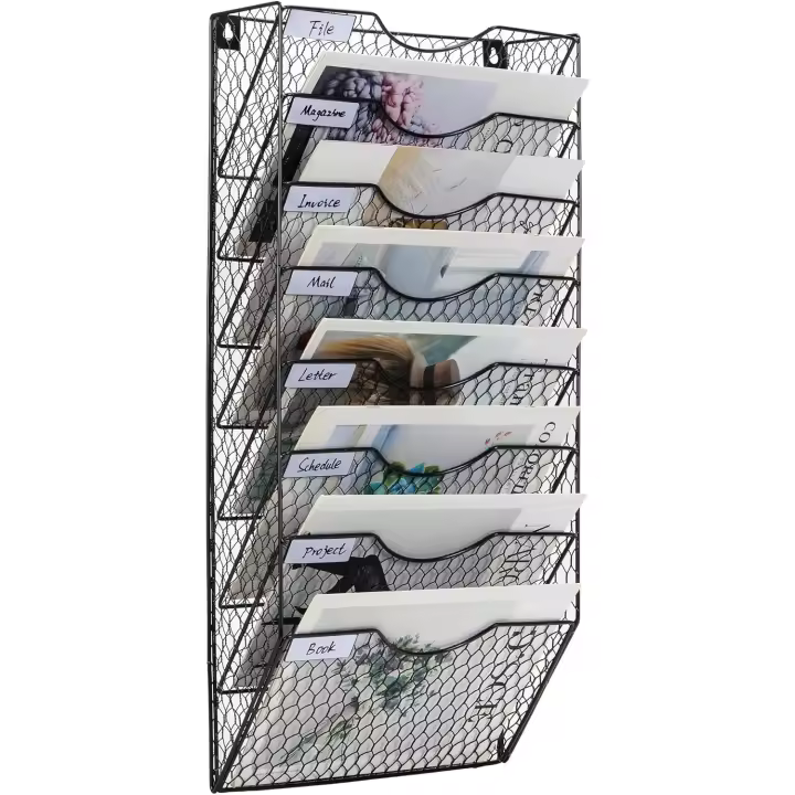 Soporte de Metal A4 con 8 Compartimentos Organizador de Oficina para Revistas y Documentos - 1