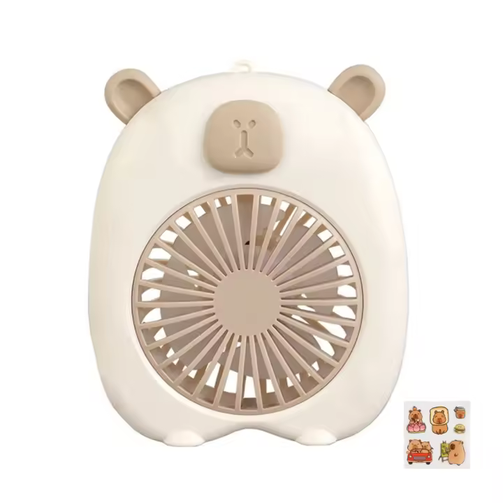 Regalos creativo lindo ventilador de capibara Color sólido portátil Mini ventilador de capibara duradero con pegatina de dibujos animados ventilador de mano de viaje - 1