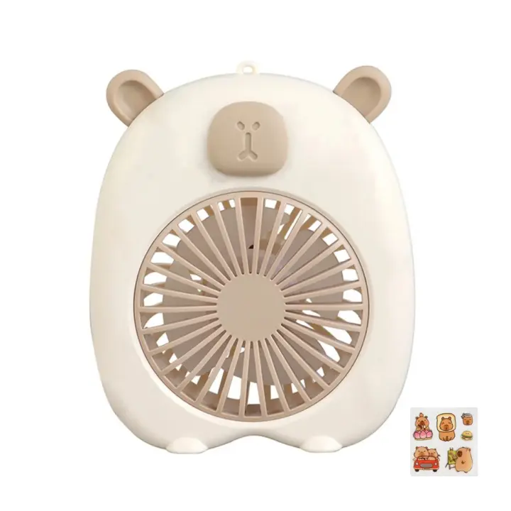 Regalos creativo lindo ventilador de capibara Color sólido portátil Mini ventilador de capibara duradero con pegatina de dibujos animados ventilador de mano de viaje - 1