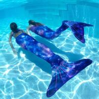 Disfraz de cola de pez de sirena y pavo real para niñas, Little Tails, con monoaleta para nadar, vestido de verano para niños. - details 1