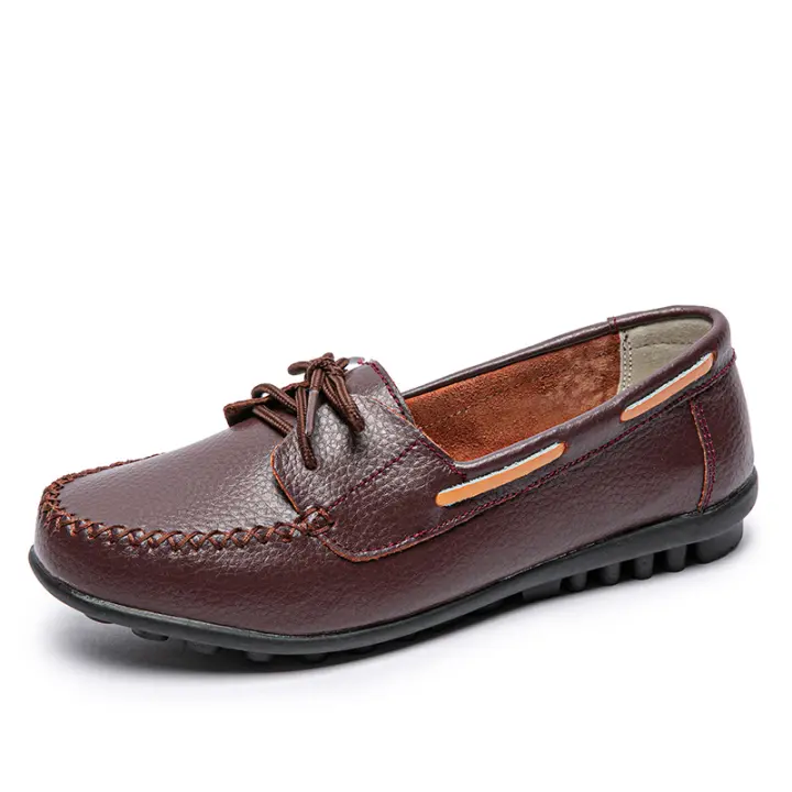 Tacones altos de cuero no estándar para mujer, cordones cómodos para navegar, moda f - 1
