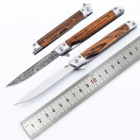 Cuchillo Plegable De Acero Inoxidable Con Patrón Damasco Para Camping Y Exterior Cuchillo De Bolsillo Multifuncional Con Apertura Rápida - details 0