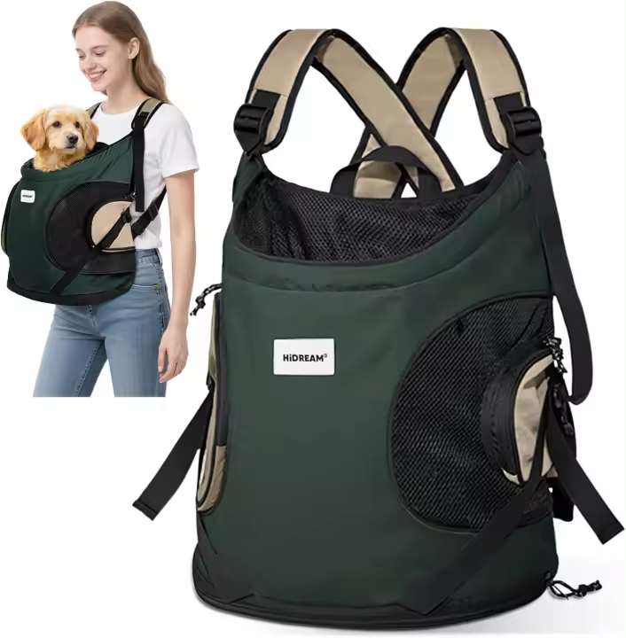 ALLSOPETS Mochila Gato Perro, Mochila Transportadora Frontal Portátil para Mascotas, Correa de Seguridad Incorporada, Diseño Ergonómico, Ideal para Viajes en Moto (Gris Oscuro) - 1