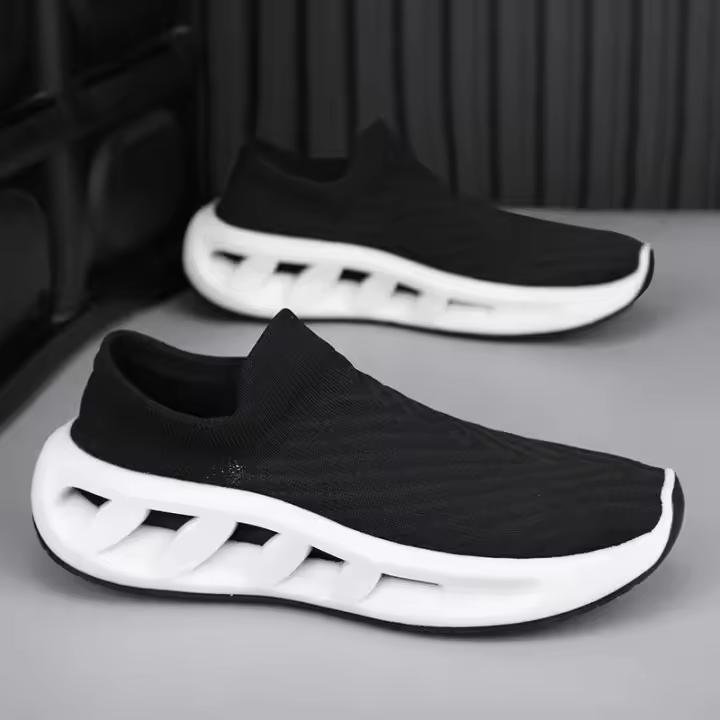 Zapatillas de deporte de moda de los hombres de malla transpirable Flyweave suela suave estiramiento al aire libre zapatos casuales zapatos para correr - 1