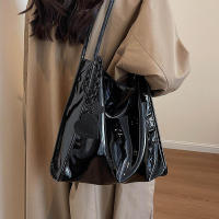 Bolso de compras de gran capacidad informal vintage con hombro de charol para mujer - details 8