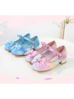 Zapatos de tacón alto para niños, calzado versátil de cuero con lentejuelas, Arco Iris, lazo, Princesa, fiesta, boda, primavera y otoño - details 1