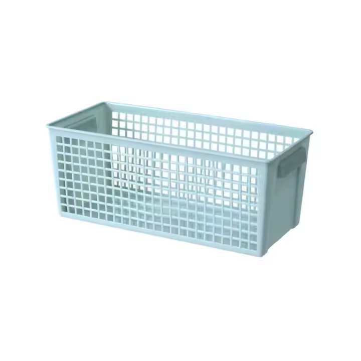 Cesta de almacenamiento de escritorio de plástico, cestas de almacenamiento de aperitivos gruesas verdes/blancas, cajas de almacenamiento de artículos diversos rectangulares grandes para dormitorio - 1