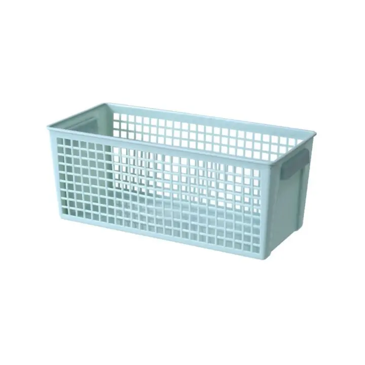 Cesta de almacenamiento de escritorio de plástico, cestas de almacenamiento de aperitivos gruesas verdes/blancas, cajas de almacenamiento de artículos diversos rectangulares grandes para dormitorio - 1