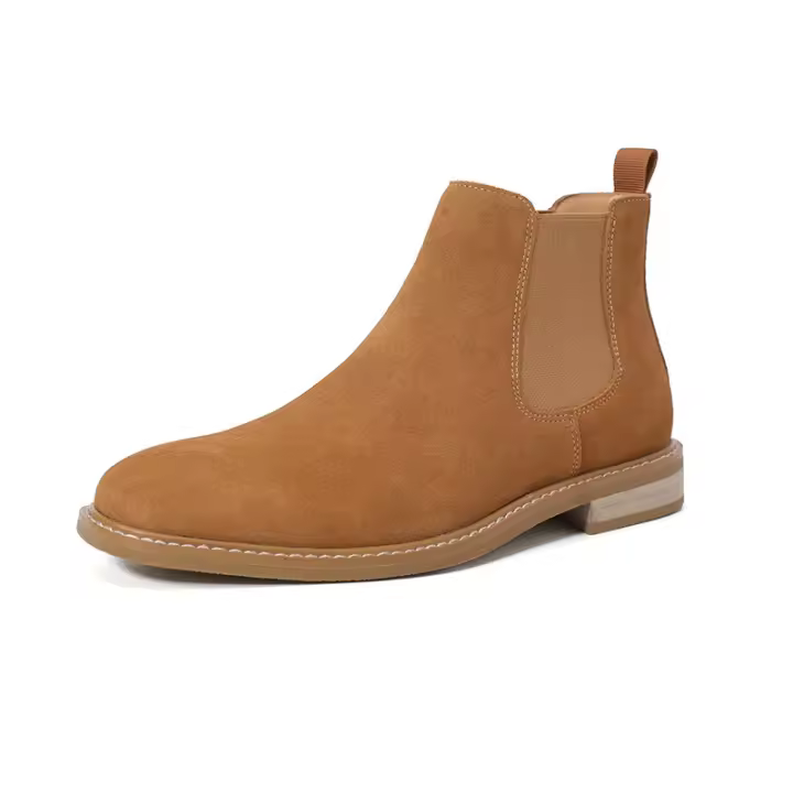 Nuevas botas Chelsea, botines cortos de piel abatible, botas de gamuza de vaca de cuero genuino para hombres - 1