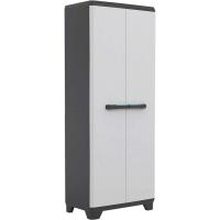 Armario Linear Escobero Resina 2 Puertas y 3 Baldas Negro/Gris Tamaño 68 x 39 x 173 cm - details 0