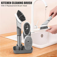 Gadgets dispensador automático de líquidos, cepillo de limpieza de cocina con mango largo, esponja extraíble, 3 en 1 - details 10