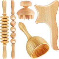 Rodillo De Masaje De Madera Para Terapia Lymphática Desagüe Masajeador Anticelulitis Fascia Para Alivio Del Dolor Muscular Corporal Tamaño Multi SML - details 3