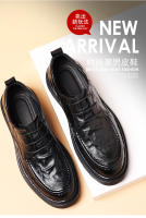 La primera capa de piel de oveja de los zapatos casuales de cuero para hombre, vestido de negocios de cuero genuino. - details 1