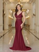 Elegante Vestido de Novia Sirena Blanca Perlas de Encaje Sin Mangas con Cuello en V para Fiesta Formal - details 9