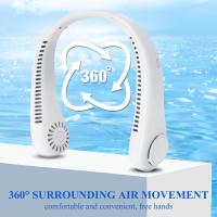 Ventilador de cuello portátil recargable, flujo de aire de 360° ° , 3 velocidades, silencioso y portátil, ideal para dormitorio, exteriores y oficina (blanco) - details 0