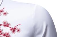 Camisa à manches longues brodée de fleurs exquises pour hommes, chemises de bureau monocromos décontractées, chemise de boîte de noche de fiesta masculino, mode printanière - details 4