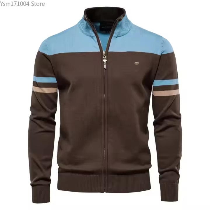 Sudadera de Punto Casual de Moda para Hombres Cuello Alto de Medio Talla con Capucha - 1