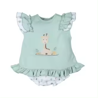 Vestido Mini de Cintura Baja con Jirafa y Palmeras Moda Primavera/Verano para Niñas - 1
