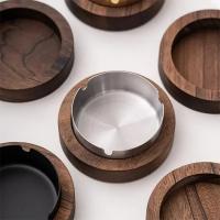 Ceniceros de madera de nogal con tapa, Cenicero cubierto a prueba de viento, revestimiento de acero inoxidable, Cenicero interior y exterior para el hogar - details 4