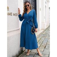 Elegante Vestido Largo Plisado de Color Sólido para Mujer Moda Otoño Primavera 2025 - details 27